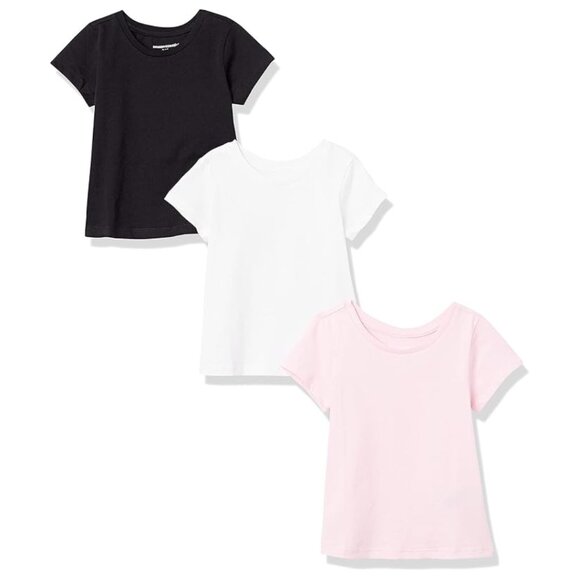 Girls 3-Pack Short Sleeve T-Shirts – Size M (9), White/Black/Pink Basics - Picture 5 of 5